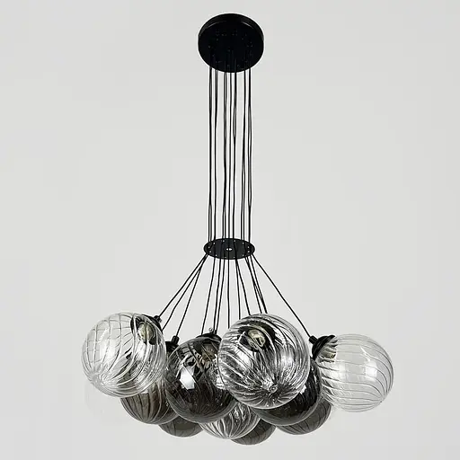 Люстра-пучок на 13 плафонів графіт+прозорий Ø 50 см | Line F | Арт. 1034/13 BK - фото 2