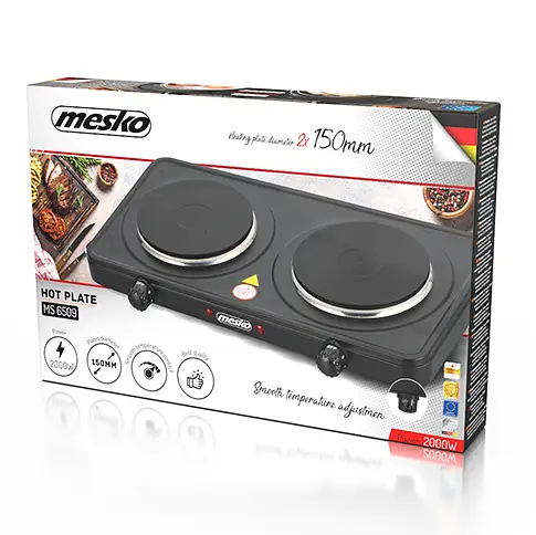 Электроплита двухкамфорная 2000Вт Mesko MS 6509 - фото 1