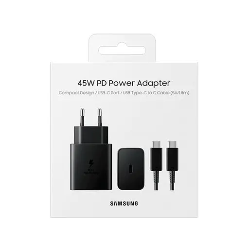 Зарядний пристрій Samsung 45W Compact Power Adapter з Type-C to Type-C Cable Black (EP-T4510XBEG) - фото 3