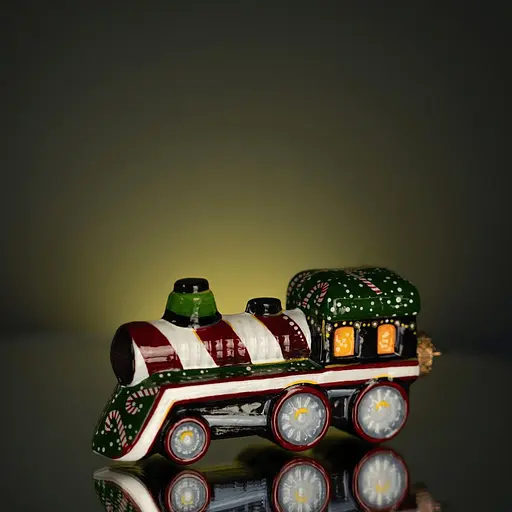 Набір ялинкових прикрас Різдвяні історії Солодкий експрес в дерев'яній коробці скло (4820001128277) - фото 8