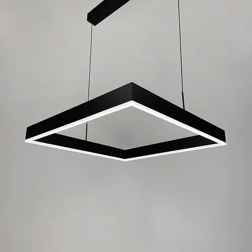 Чорна люстра із підвісним квадратом 80 см | Line F | Арт. MJ223-800 BK - фото 3