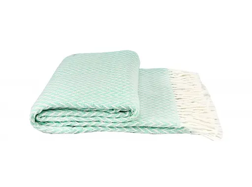 Плед бавовняний Vladi Валенсія Антоніо 140х200 біло-м'ятний - фото 1