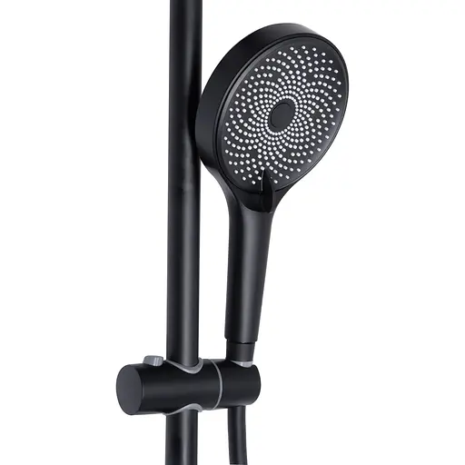 Душова система універсальна Qtap Slavonice на три споживача (з виливом) QTSLA111BLM45906 Black matt, Чорний матовий - фото 4