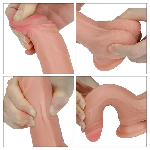 Фалоімітатор на присосці Dual-Layered Silicone Cock Flesh 18 см тілесний - фото 6