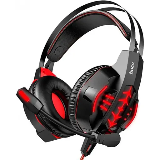 Ігрові накладні навушники Hoco W102 Cool, USB, 3.5mm, 2m, Червоний