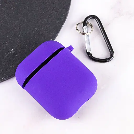 Силіконовий футляр з мікрофіброю для навушників Airpods 1/2 Фіолетовий / Ultra Violet - фото 3