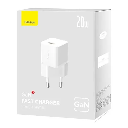 Мережевий зарядний пристрій Baseus GaN5 Fast Charger(mini) 1C 20W EU білий CCGN050102 - фото 4