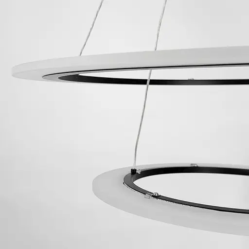 Современная черная люстра подвесная с двумя кольцами Ø 60+40 см | Ст. MJ305-600+400 BK | Line F - фото 4