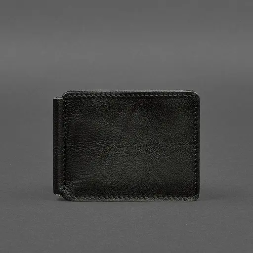 Кожаное портмоне 13.0 зажим черный краст - фото 10