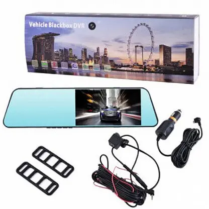 Автомобильный видеорегистратор зеркало 1031 LCD 4.3" Touch screen (2 камеры) 1080P Full HD - фото 4