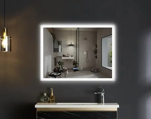 Зеркало Mixxus FLAT MR04-80x60 с LED Touch, Anti-fog, димером, регулировкой яркости, часами (MI6928) - фото 7