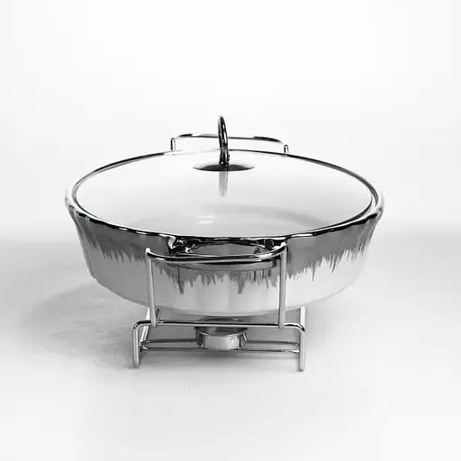 Мармитница фарфоровая Yiwu 2 л на подставке с подогревом 41х25х15 см мармит на подставке для первых блюд MH739-L - фото 5