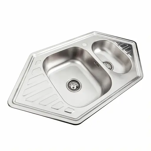Кухонная мойка из нержавеющей стали Platinum 9550D (большая и малая чаша) сатин (0,8/180 мм), Satin - фото 2