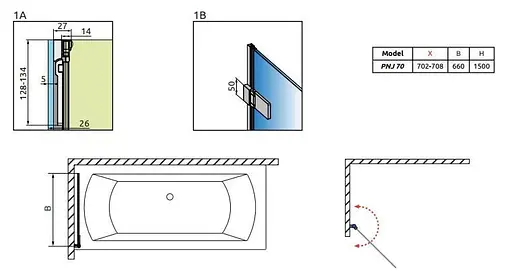 Шторка для ванни Radaway Arta PNJ 70 210101-01L ліва - фото 6