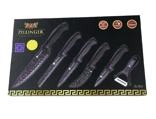 Универсальный набор ножей для кухни Zillinger ZL-902 кухонные ножи с мраморным покрытием - фото 2