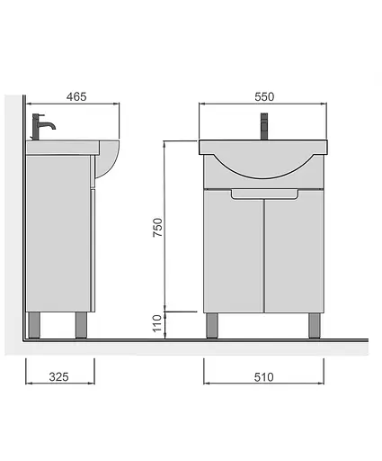 Тумба Мойдодир Tetris White 55 з умивальником Freja 55 Білий - фото 2