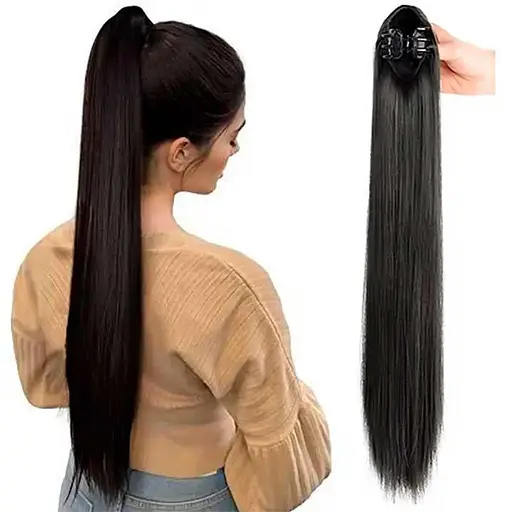 Шиньйон накладний хвіст на шпильці Didaka пряме волосся 50 см "Брюнетка" K0973-1 - фото 2