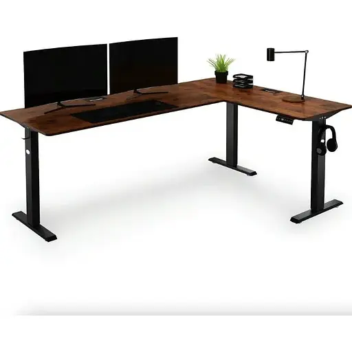 Компьютерный угловой стол Di Volio Trani с регулируемой высотой коричневый - фото 9