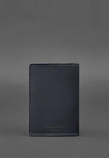 Кожаная обложка для военного билета офицера запаса 8.0 темно-синяя Crazy Horse - фото 6