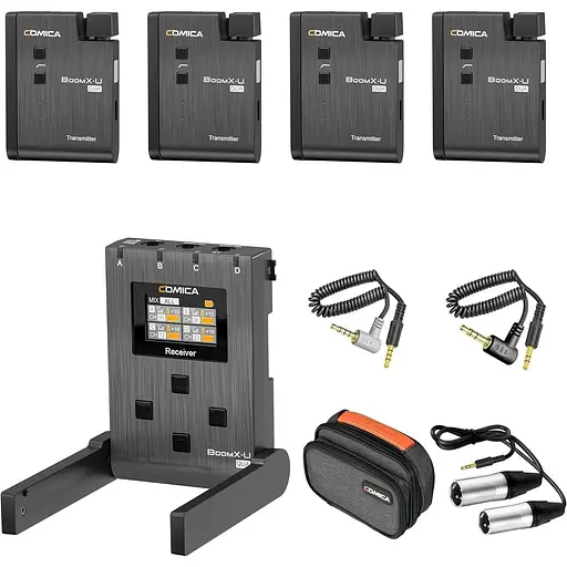 Беспроводной микрофон Lavalier с 4 передатчиками, Comica BoomX-U Qua UHF 24-канальный профессиональный