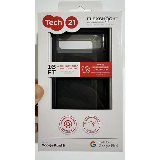 Оригинальный противоударный силиконовый чехол Tech21 Evo Check для Google Pixel 8 (6.2") Smokey Black - фото 2