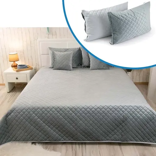 Набір VeLour  покривало та 2 чохли на подушки Dark Grey (К_994.55_Dark Grey ромб)