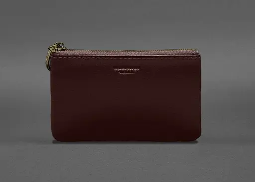 Шкіряна монетниця / міні-косметичка 3.0 бордова краст - фото 1