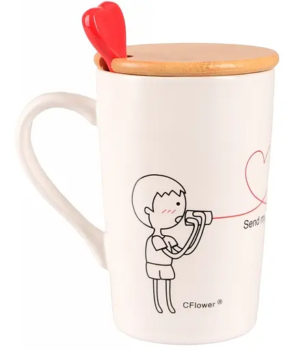 Чашка Led Love is B с бамбуковой крышкой и ложкой 360 мл (B060493) - фото 3