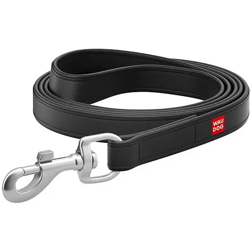 Повідець для собак Waudog Design шкіряний, XXS-XS чорний