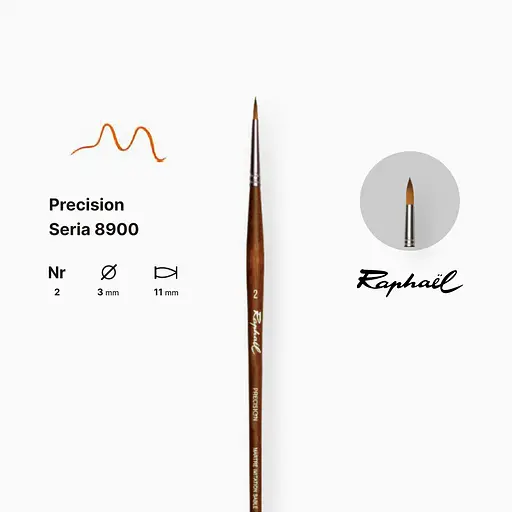 Кисть синтетика круглая Raphael Precision, №2, для акрила и масла, длинная ручка - фото 2