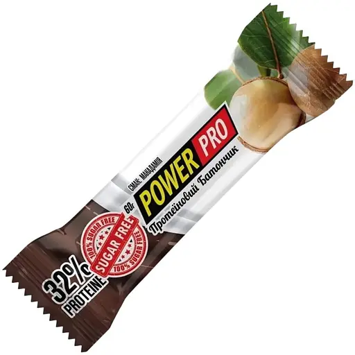 Блок батончиков Power Pro Protein Bar Nuts 32% 20 x 60 г Макадамия - фото 1