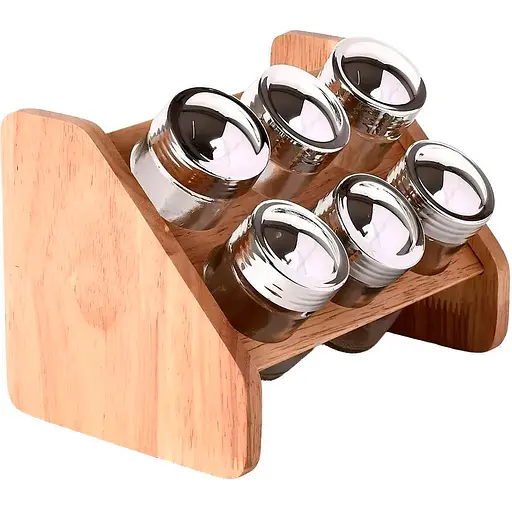 Набор для специй Stenson Simply 6 шт. на деревянной подставке (MS-0368)