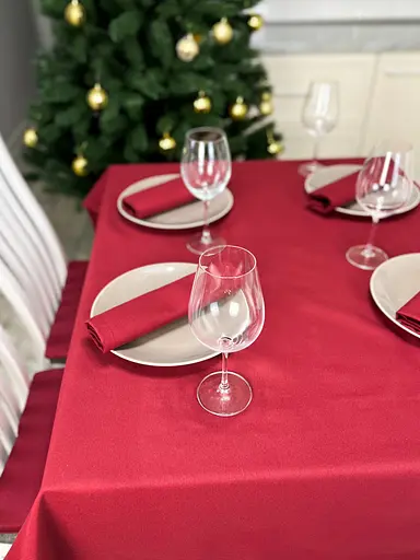 Водоотталкивающая cкатерть новогодняя Бордовый однотон 300х140 см (+ 6 салфеток 30х40) - фото 8