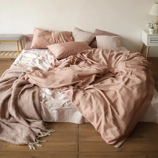 Комплект постельного белья сатин 100% хлопок персиковый Peach - двухспальный - фото 1