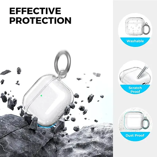 Чехол AhaStyle Silicone Case для Apple AirPods 4 Transparent Glitter (CP-WG164-CGR) [133822] - фото 4