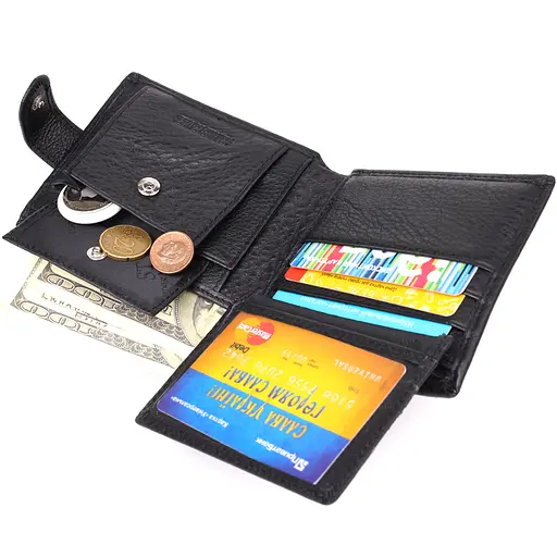 Классический мужской кошелек горизонтальный из натуральной кожи ST Leather 11.5х9.5х3 см acs0029626 - фото 8