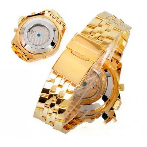 Чоловічий наручний класичний годинник Jaragar Exclusive (Золотистий) - фото 8