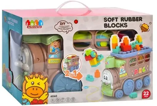 Игрушка Поезд-каталка с силиконовыми кубиками, 2в1, 22 элемента - фото 4