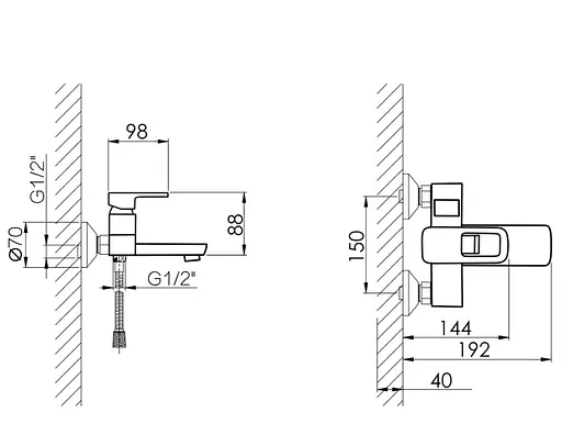 Смеситель для ванны Lidz Wawel 006 LDWAW006BLA45393 - фото 2