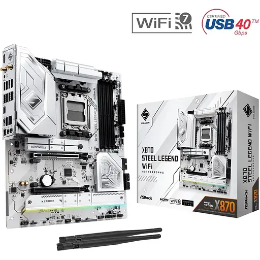 Материнская плата ASRock X870 Steel Legend WIFI (AM5/X870, 4xDDR5, 2xPCIex16, HDMI/USB4, 4xSATA, 3xM.2, 2.5GLan, ATX) - фото 5