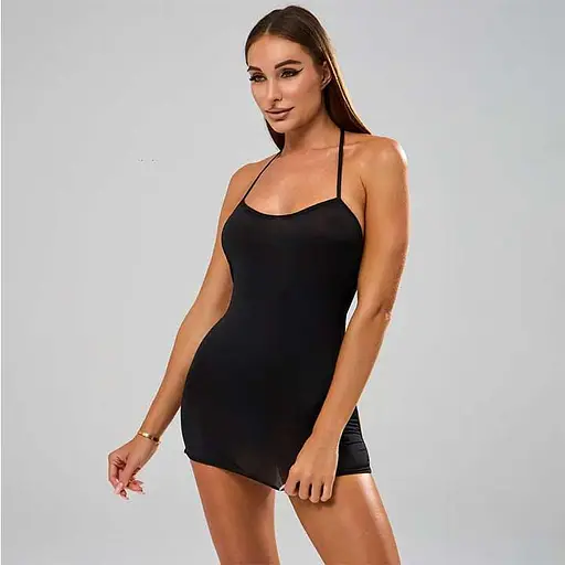 Мини-платье откровенное полиэстер XS/S/M черное - фото 8