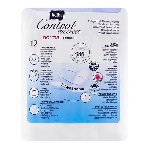 Урологические прокладки Bella Control Discreet Super Normal 1+1=3 36 шт. (3 уп. х 12 шт.) - фото 5