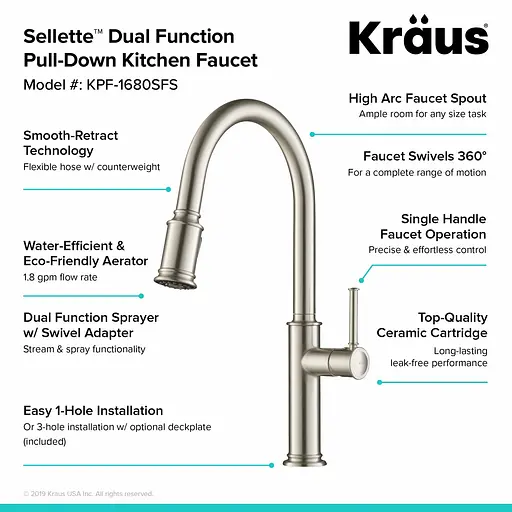 Змішувач для кухні Kraus Sellette KPF-1680SFS Нержавіюча сталь - фото 8