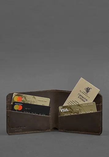 Чоловіче шкіряне портмоне 4.1 (4 кишені) темно-коричневе - фото 3