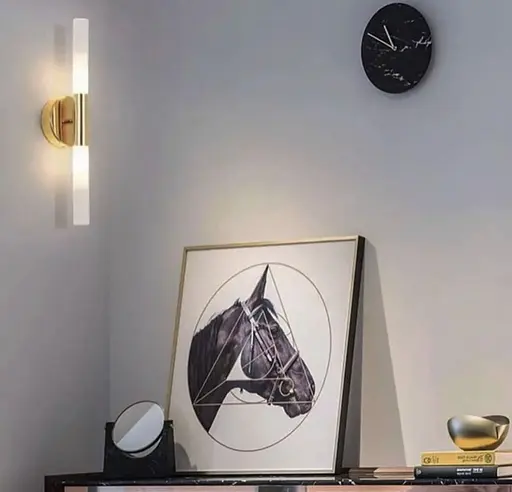 Бра у вигляді трубки в латуні з скляними матовими плафонами Line F YG 368/2 - фото 1