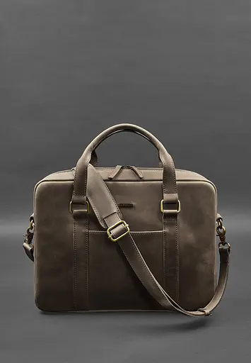 Шкіряна сумка для ноутбука та документів коричнева Crazy Horse - фото 2