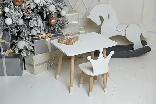 Детский прямоугольный столик (Белый) и стульчик Корона (Белая) - фото 6