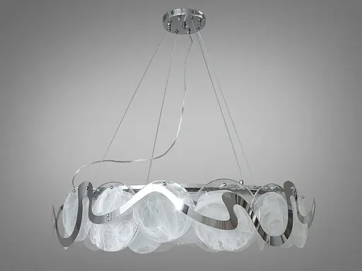 Экстравагантная люстра подвес с круглыми стеклянными элементами на 10 ламп, - фото 1