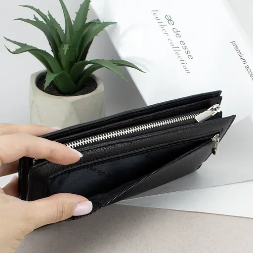 Портмоне мужское кожаное De Esse LC89259-H1 вертикальное черное - фото 7