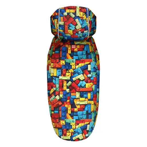 Дощовик-накидка з капюшоном для собак Waudog Clothes, малюнок "Блоки", А 23-26 см, B 30-36 см, С 15-20 см - фото 3